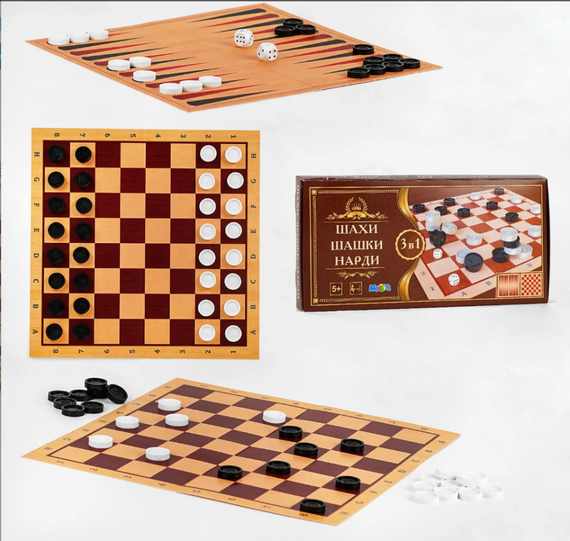 Настольная игра шахматы, шашки, нарды S0003, 3в1 | Зображення 1