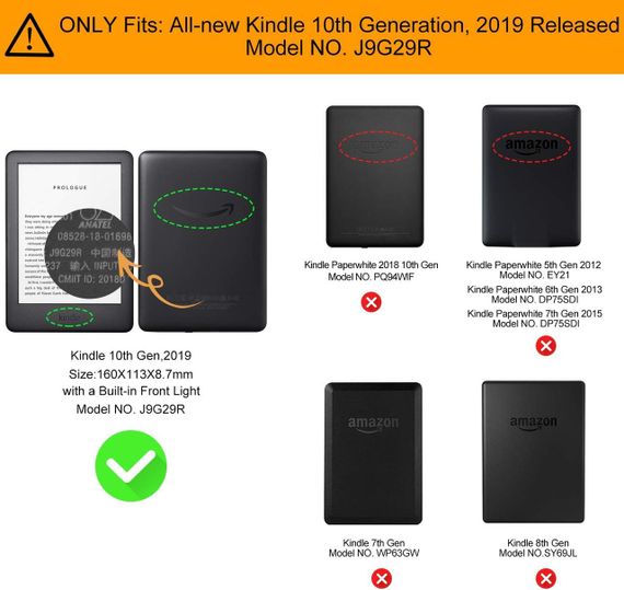 Чехол для электронной книги Kindle 10 поколения J9G29R 2019, ультратонкий с функцией сна и пробуждения, синий | Зображення 1