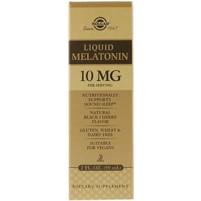 Мелатонин для сна Solgar Liquid Melatonin, 10 mg, 2 fl oz 59 ml Natural Black Cherry Flavor