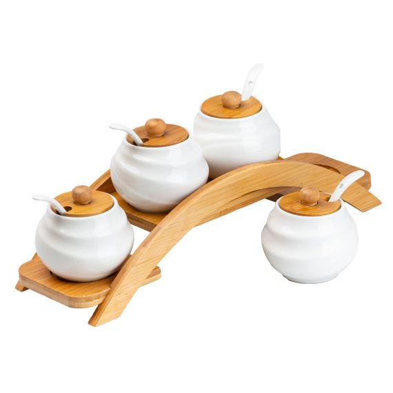 Набор для специй 4 шт по 200 мл с крышками и ложками HP-1200 | Зображення 3