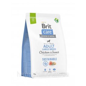 Экологичный корм Brit Care Sustainable Adult Large Breed для собак крупных пород, курица и насекомые, 3 кг