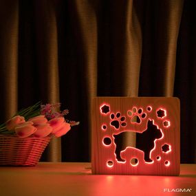 Светильник ночник ArtEco Light из дерева LED "Собака бульдожка" с пультом и...