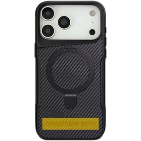 TPU+PC чехол Metal Buttons with MagSafe Carbon Ring для Apple iPhone 17 (6.3") Черный