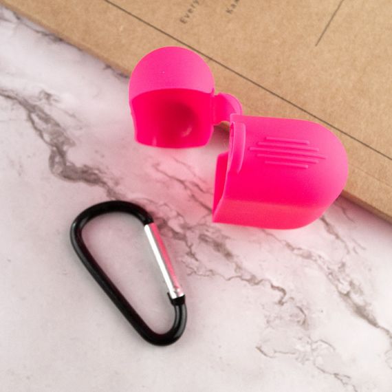 Силиконовый футляр New с карабином для наушников Airpods Pro Розовый / Barbie pink | Зображення 4