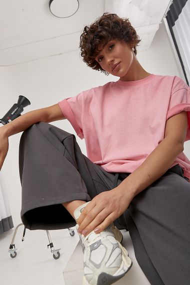 Футболка вільного фасону з ефектом тай-дай - рожевий цвет, ONE SIZE (є розміри)