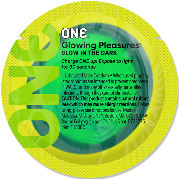 Набір презервативів ONE Glowing Pleasures, 100 шт, світяться в темряві, зі змазкою, паковання-тубус sexstyle | Зображення 1