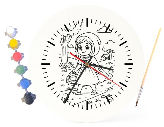 Детский набор для творчества часы раскраска по мотивам Красная Шапочка (Братья Гримм) 30 см (Г0041) | Зображення 3