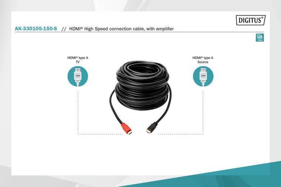 Кабель ASSMANN HDMI High speed с усилителем (AM/AM) 15m, black (AK-330105-150-S) | Зображення 4