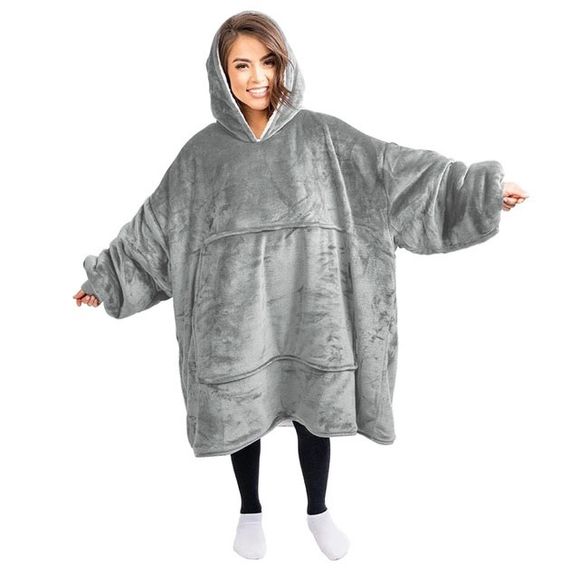 Двостороння толстовка халат, Домашній плед з рукавами, Blanket hoodie, Ковдра плед з капюшоном GA-82 | Зображення 2