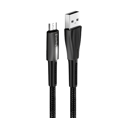 Кабель USB MicroUSB ColorWay CW-CBUM035-BK 2,4A плетений шнур 1м чорний | Зображення 4