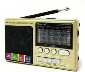 Портативний всехвильовий FM радіоприймач Golon RX 181 переносне радіо Power Bank USB золотист