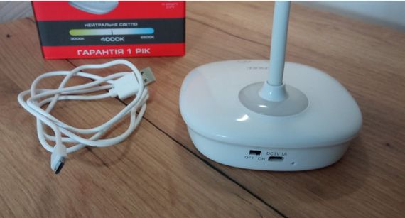Настольный аккумуляторный светодиодный светильник Luxel TL-04W, 6 Вт, USB, ночник, белый | Зображення 6