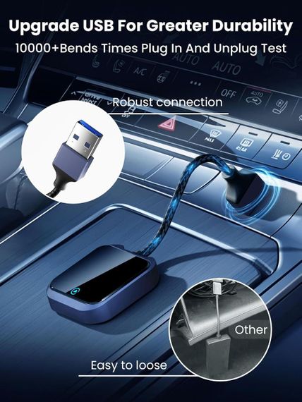 Беспроводной адаптер CarPlay Android Auto, WiFi, Bluetooth, для авто с 2016 года Android 10+ iOS 10+, Карплей | Зображення 3