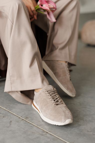 Кросівки жіночі замшеві 591461 Темно-бежеві 36 37 38 39 40 41 | Зображення 9