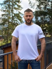 Чоловіча футболка SOLINNA оверсайз з принтом на рукаві, турецький кулір, великі розміри 42–60