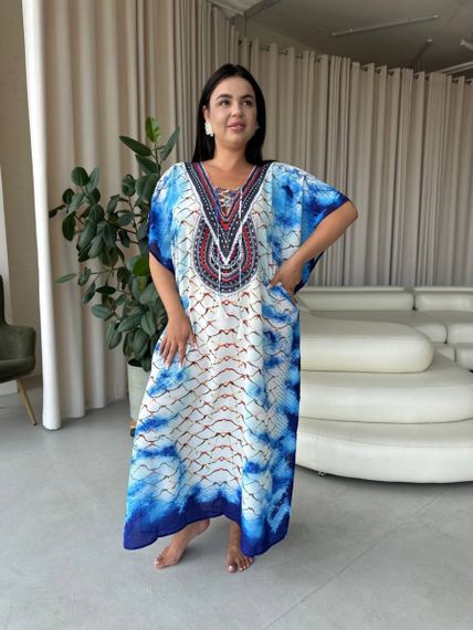 Легка максі сукня-туніка етно принт PLUS SIZE для відпочинку | Зображення 4