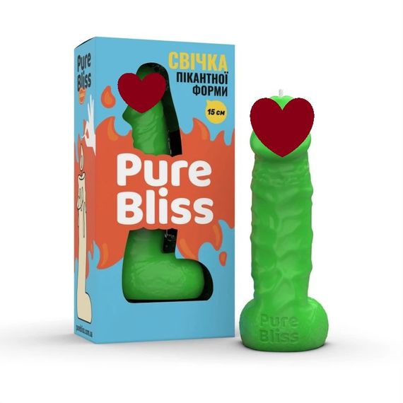 Свічка пікантної форми Pure Bliss MINI Green зелена, 15 см Sex Aura