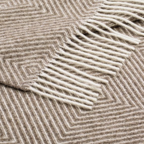 Плед вовняний мериносовий Love You Ромб коричневий 140x200 см м’який теплий для дому та спальні (4235) | Зображення 2