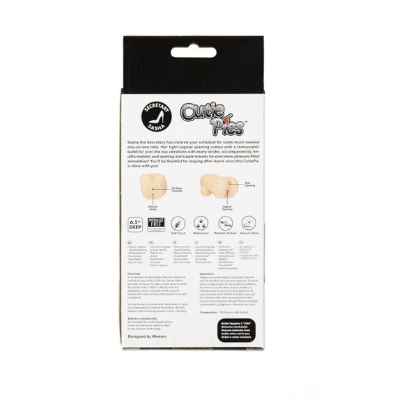Мастурбатор-вагина и попка Cutie Pies Secretary Sasha Vagina & Ass Masturbator, вибропуля в подарок sexstyle | Зображення 6