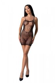 Ажурное мини-платье на тонких бретелях Passion BS096 One Size, black, плетение на груди Sex Aura