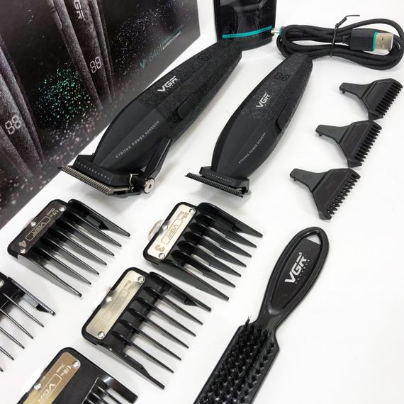 Машинка для стрижки волос без шума VGR V-640, Профессиональный триммер с набором насадок BG-67 | Зображення 8