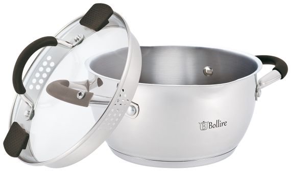 Каструля Bollire Trento BR-2403, 2.5 л, 20 см, з нержавіючої сталі з кришкою, для всіх типів плит | Зображення 1