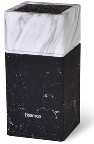 Колода-підставка для ножів Fissman Marble 11х23см, пластик чорно-білий
