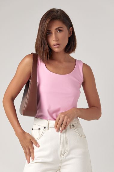 Эластичная женская майка - розовый цвет, S (есть размеры)