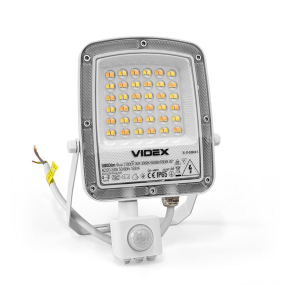 Світлодіодний прожектор VIDEX F5 30W 3000-5000-6500K з датчиком руху 230V White (VL-F5-030CW-S) | Зображення 2