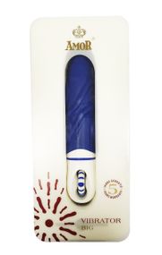 Розкішний вібратор з опуклими ребрашками для стимуляції AMOR BIG VIBRATOR BRUCE Blue (Застосунок НЕ Sex Aura