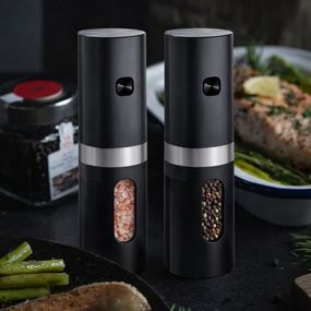 Набор мельниц для специй, перца, соли / Электромельница от USB с подсветкой и  подставкой