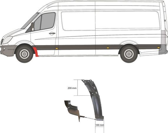 Ремчасть переднього крила задня ліва Mercedes Sprinter 906 (06-13) FP 3547 331 A9066302007 2E0821101 KH354733