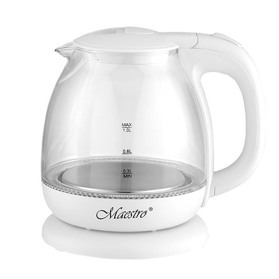Электрочайник стеклянный Maestro MR-055-WHITE, 1 л, 1100 Вт, с подсветкой | Зображення 4