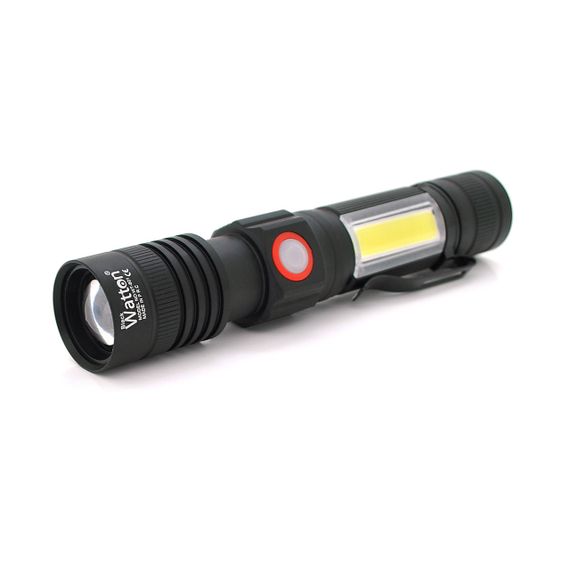 Фонарь ручной Watton WT-601, P50 + 16 SMD COB, 2 + 2 режима, ZOOM, 18650/2400mah