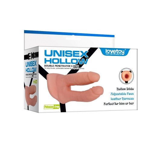 Порожнистий страпон - Unisex Hollow Double Penetration 6" Sex Aura
