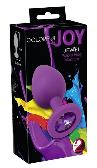 Анальна пробка розміру М із фіолетовим кристалом sexstyle