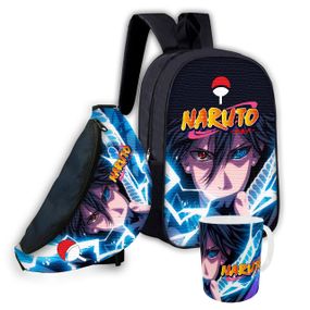 Набор детский Аниме Наруто Акацуки рюкзак 36х27см сумка-бананка,кружка с принтом для мальчика (01647)