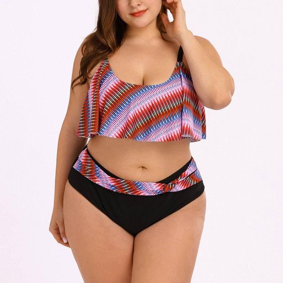 Роздільний купальник Plus Size знімними чашками та високими плавками | Зображення 1