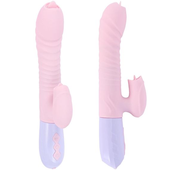 Вібратор - Silicone Vibrator USB 7 Function and Thrusting Function / Heating Pink Sex Aura | Зображення 6