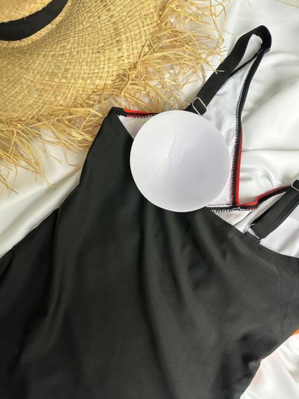 Чорний суцільний купальник PLUS SIZE з помаранчевим градієнтом | Зображення 9