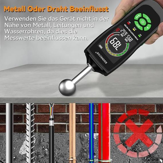 Вологомір настінний RDINSCOS Вологомір для кам'яної кладки Вологомір для стін | Зображення 3