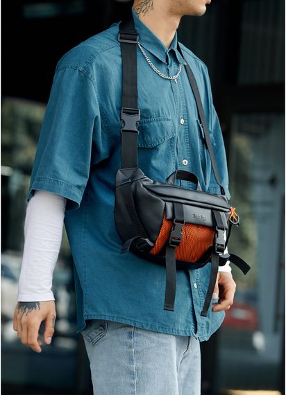 Чоловіча сумка бананка Sambag Dynamicdart чорно-помаранчева 38 × 21 × 7 см (80411129m) | Зображення 8