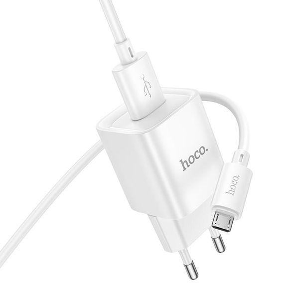 СЗУ Hoco C145A Charm QC3.0 18W (1USB-A) + кабель USB to MicroUSB White | Зображення 4