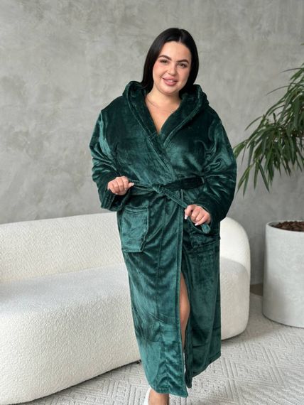 Теплий жіночий зелений халат PLUS SIZE | Зображення 2