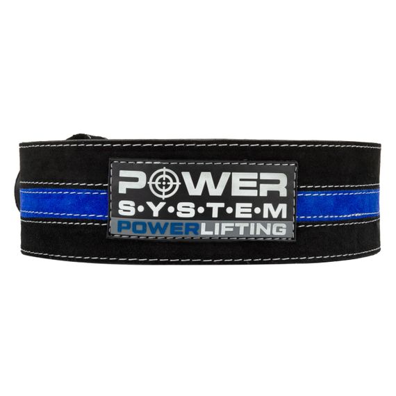 Пояс для пауерліфтингу Power System PS-3800  PowerLifting шкіряний Black/Blue Line M | Зображення 1