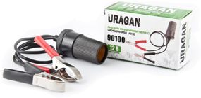 Разъем прикуривателя Uragan 90100 с зажимами АКБ