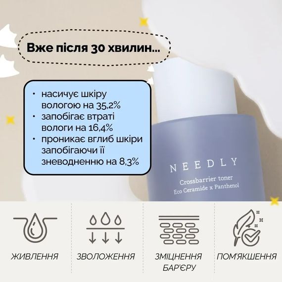 Тонер для зміцнення захисного бар'єру з керамідами та пантенолом Needly Crossbarrier Toner (200 ml) | Зображення 1