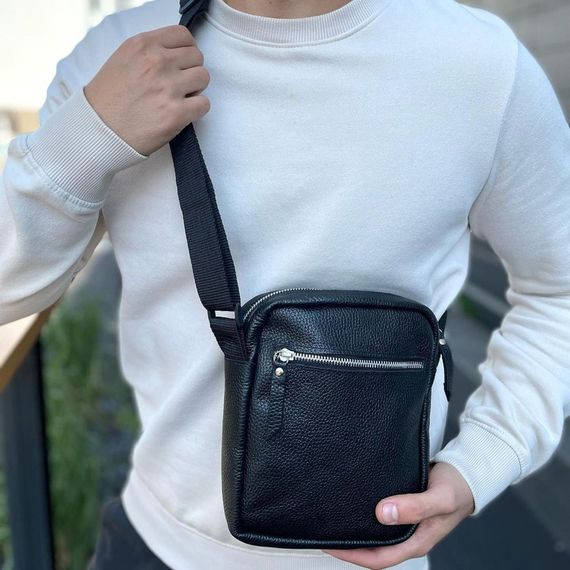 Практична сумка-месенджер, Легка сумка-месенджер, Сумка чоловіча чорна вертикальна щоденна AP-44 | Зображення 8