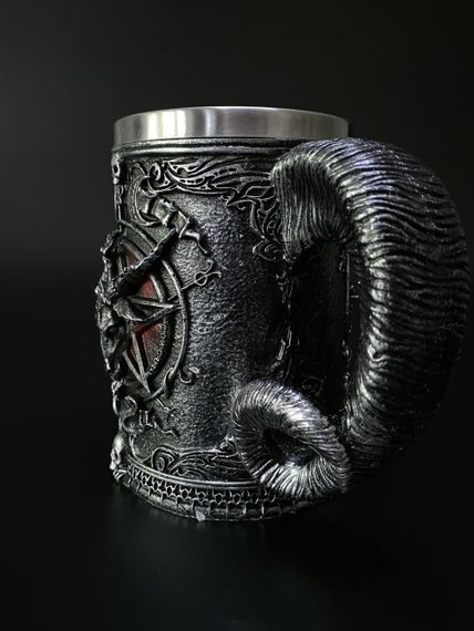 Кружка з пентаграмою — 3D келих із епоксидної смоли та нержавіючої сталі 500мл. | Зображення 3