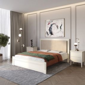 Двоспальне дерев'яне ліжко Mebigrand Торонто Т4 Айворі (S0505Y30R)/Аляска 23 (бежевий) 140х190 см (MBG-7330)